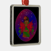 Weihnachts-Engel-Baby rund um die Welt in Schwarz Silbernes Ornament (Rechts)