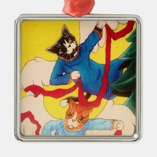 Weihnachts-Engel-Cherub-Katzen Ornament Aus Metall