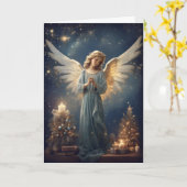 Weihnachts-Engel Custom Text Holiday Karte (Gelbe Blume)