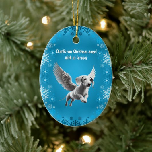 Weihnachts-Engel Dachshund Keramik Ornament (Baum)