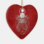 Weihnachts Engel des Friedens auf Red Textured Che Keramik Ornament (Rechts)