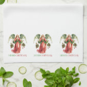 Weihnachts-Engel Extravagant Frohe Weihnachtstypog Geschirrtuch (Gefaltet)