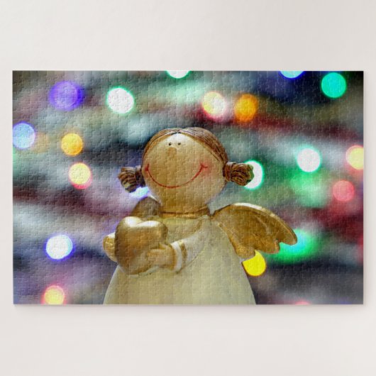 Weihnachts-Engel Holding a Liebe Herz Puzzle (Horizontal)