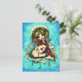 Weihnachts-Engel Lamb Schnee Fantasy Kunst Postkar Feiertagspostkarte (Stehend Vorderseite)