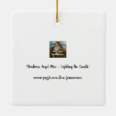 Weihnachts-Engel-Maus und Candle Wasserfarbe Kunst Keramikornament (Rückseite)