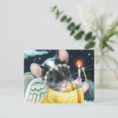Weihnachts-Engel-Maus und Candle Wasserfarbe Kunst Postkarte (Stehend Vorderseite)