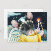 Weihnachts-Engel-Maus und Candle Wasserfarbe Kunst Postkarte (Vorne/Hinten)