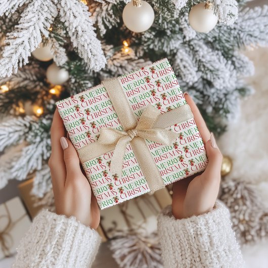 Weihnachts-Engel Merry Extravagante Weihnachtstypo Geschenkpapier