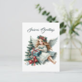 Weihnachts-Engel-Nachricht Feiertagspostkarte (Stehend Vorderseite)
