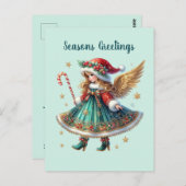 Weihnachts-Engel-Nachricht Postkarte (Vorne/Hinten)