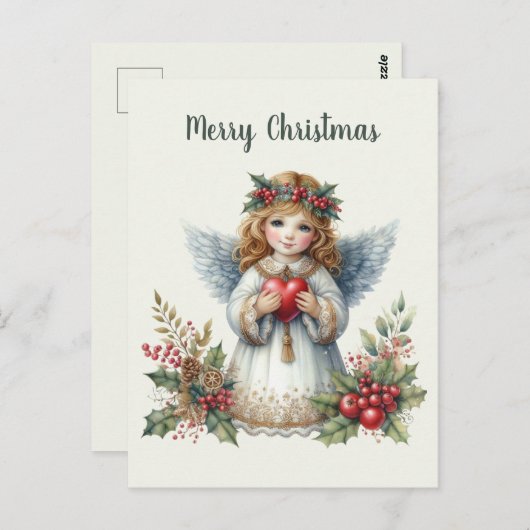 Weihnachts-Engel-Nachricht Postkarte (Vorne/Hinten)