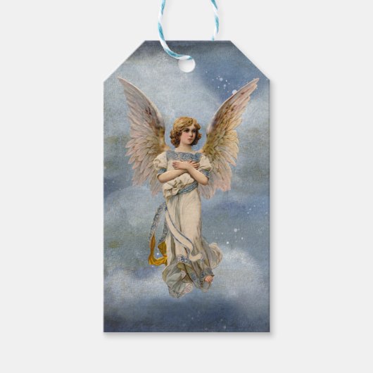 Weihnachts-Engel-Night Sky Religious Vintag Gold Geschenkanhänger (Vorderseite)