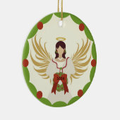 Weihnachts-Engel Red Green Holly Wreath Jahr 2024 Keramik Ornament (Rechts)