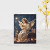 Weihnachts-Engel Retro Kunsthandwerk Karte (Gelbe Blume)