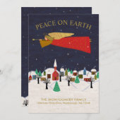 Weihnachts-Engel-Stadt Folk Art Holiday Moving Ankündigung (Vorne/Hinten)