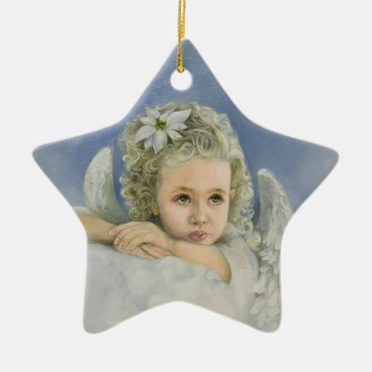 Weihnachts-Engel-Star-Ornament Keramik Ornament (Vorne)