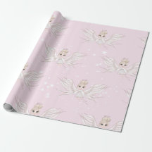 Weihnachts-Engel-Stars Pink Niedlich Wrapping Pape