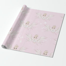 Weihnachts-Engel-Stars Pink Niedlich Wrapping Pape Geschenkpapier