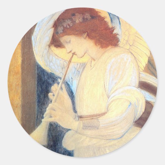 Weihnachts-Engel-Stickers Burne-Jones Gold White Runder Aufkleber (Vorderseite)
