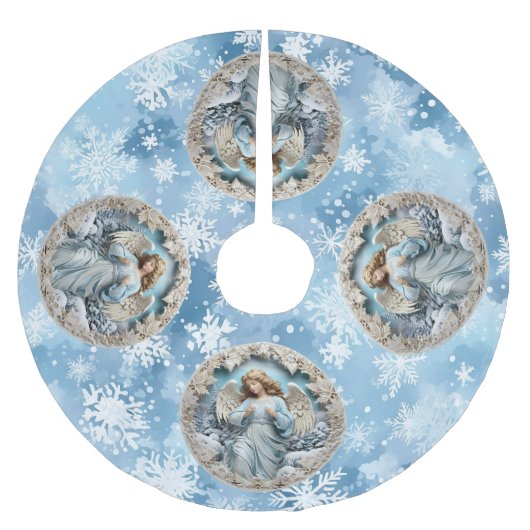 Weihnachts-Engel-Tree-Rock Polyester Weihnachtsbaumdecke (Vorderseite)