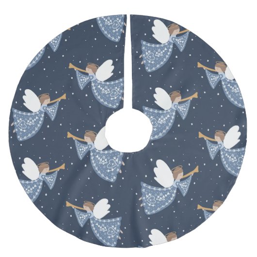 Weihnachts-Engel-Weltfrieden Religiös Polyester Weihnachtsbaumdecke (Vorderseite)