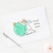 Weihnachts-Engel-Zollaufkleber Ovaler Aufkleber (Umschlag)