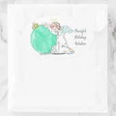 Weihnachts-Engel-Zollaufkleber Ovaler Aufkleber (Tasche)