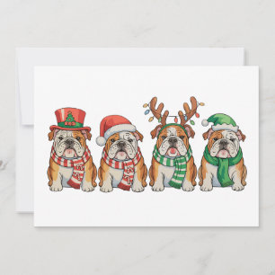 Weihnachts-Englisch Bulldogge Hund Santa Hut Renti Feiertagskarte