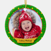 Weihnachts-Erinnerungen - Herz und Sterne Keramik Ornament (Vorne)