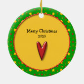 Weihnachts-Erinnerungen - Herz und Sterne Keramik Ornament (Hinten)