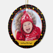 Weihnachts-Erinnerungen - Herz und Sterne Keramik Ornament (Links)