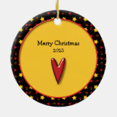 Weihnachts-Erinnerungen - Herz und Sterne Keramik Ornament (Hinten)