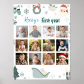 Weihnachts-erstes Jahr Foto Meilenstein-Zeichen Poster (Vorne)