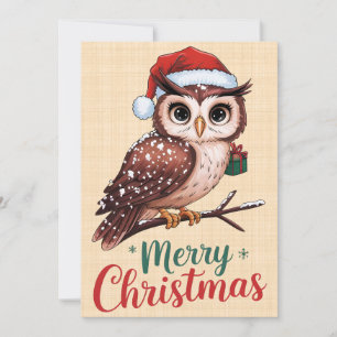 Weihnachts-Eule - Festliches Design Frohe Weihnach Einladung