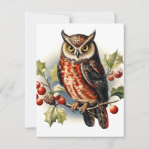 Weihnachts-Eule im Vintage-Stil
