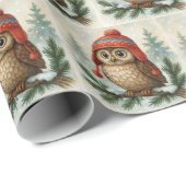 Weihnachts-Eule in einer Wintermütze Geschenkpapier (Rolleneckpunkt)