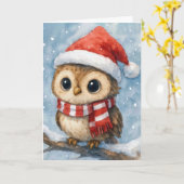 Weihnachts-Eule in Schneeflocken Karte (Gelbe Blume)