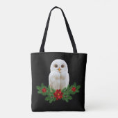 Weihnachts-Eule mit weißem Schnee Tasche (Rückseite)