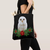 Weihnachts-Eule mit weißem Schnee Tasche (Von Nahem)