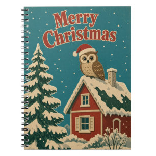 Weihnachts-Eulen-Cottage-Hof-Tier Notizblock