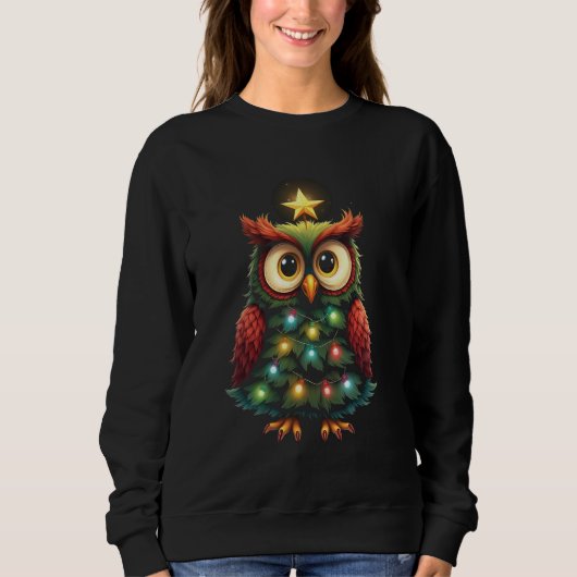 Weihnachts-Eulen-Dekoration Sweatshirt (Vorderseite)