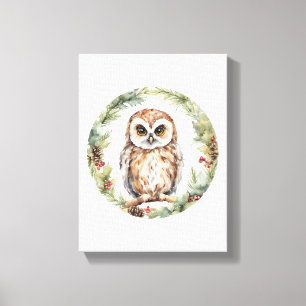 Weihnachts-Eulen-Illustration Eulen-Wandkunst Urla Leinwanddruck