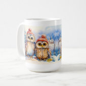 Weihnachts-Eulen Kaffeetasse (Vorderseite Links)