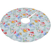 Weihnachts-Eulen-Muster Polyester Weihnachtsbaumdecke (Schrägansicht)