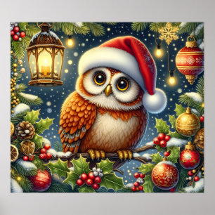 Weihnachts-Eulen-Plakat Poster