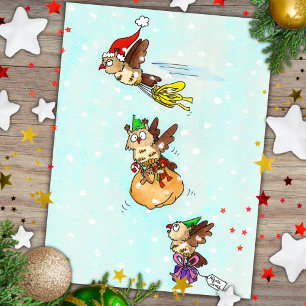 Weihnachts-Eulen Postkarte