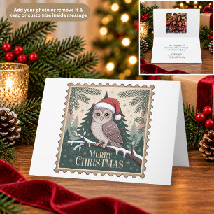 Weihnachts-Eulen-Postwertzeichengrußkarte Dankeskarte