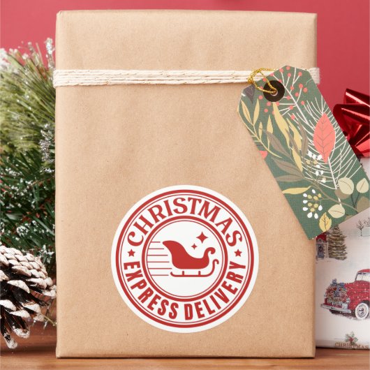 Weihnachts-Express-Lieferung Runder Aufkleber (Feiertag)