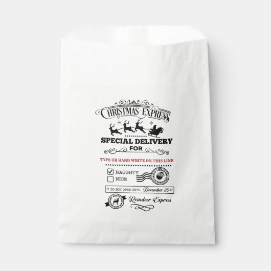 Weihnachts-Express-Sonderlieferung NAUGHTY-Leckere Geschenktütchen (Vorderseite)