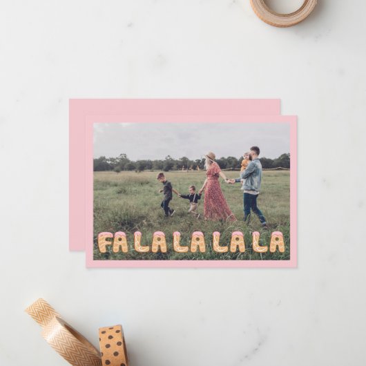 Weihnachts Fa La La La Gingerbret Foto-Karte Mitteilungskarte (Vorderseite/Rückseite Beispiel)